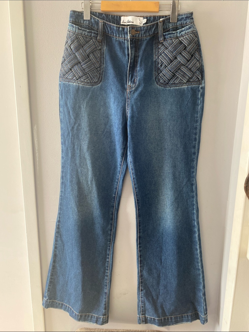 Sam Edelman Bay Flare Trousers Denim Jeans Woven Pockets Women’s Size 30 Casual